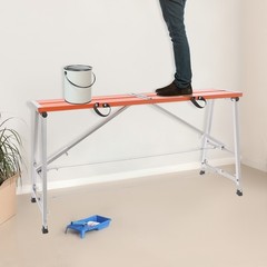 Adjustable Height Folding Aluminum Work Platform, Portable Scaffolding Ladder